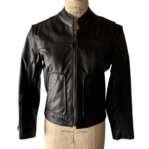 Vintage Black Leather Suzuki Women’s Motorcycle Jacket